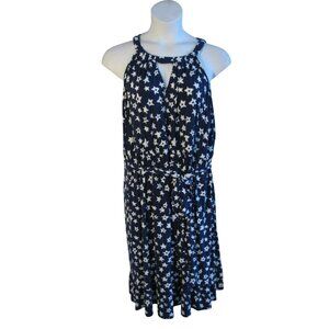 Lane Bryant 22/24 3X Navy Blue White Stars Jersey Knit Dress Stretch
